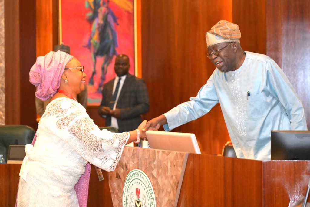 President Bola Ahmed Tinubu at the swearing in of the new Chairperson of the Federal Character Commission, Hulayat Ayo Omidiran, at the State House, Abuja. Thursday, January 22, 2026