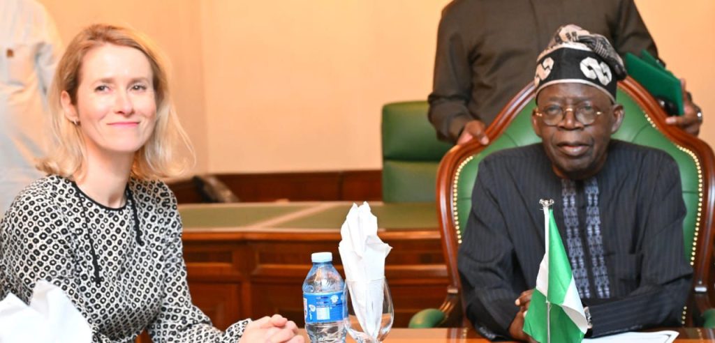 President Bola Tinubu and High Representative of the Union for Foreign Affairs and Security Policy/Vice-President of the European Commission (HR/VP), Ms Kaja Kallas, during a courtesy call on the President in Lagos.
