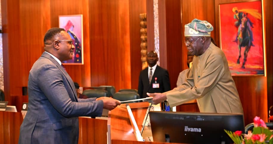 Ambassador of the Republic of Sudan, His Excellency Mohammed Abdelaal Haroun, presenting his letter of credence to President Bola Ahmed Tinubu at the State House, Abuja. Thursday, April 23, 2026.